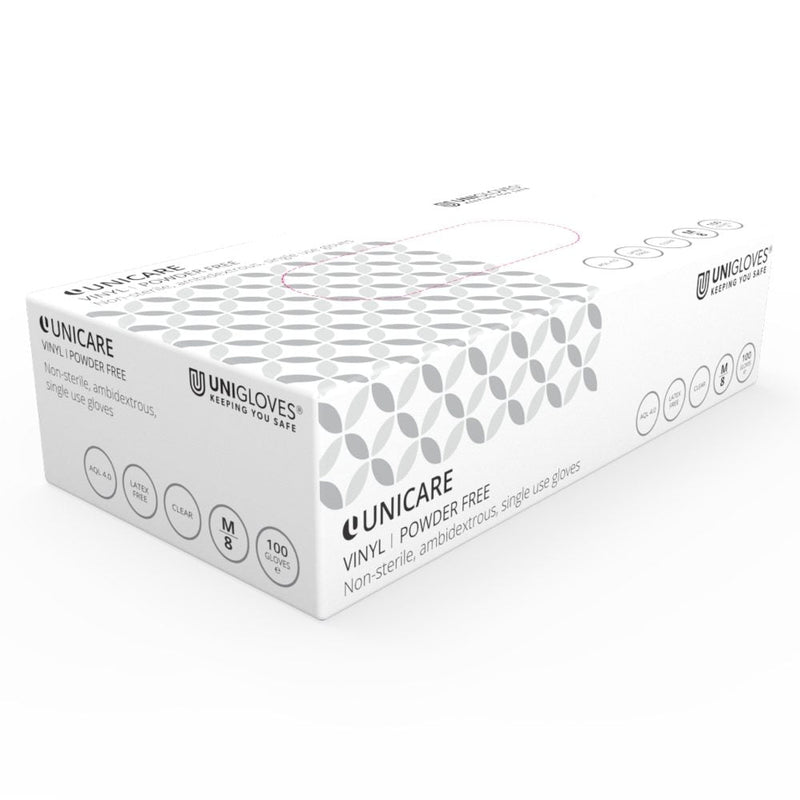 Vinyl Powder Free Disposable Gloves - Clear - Box of 100