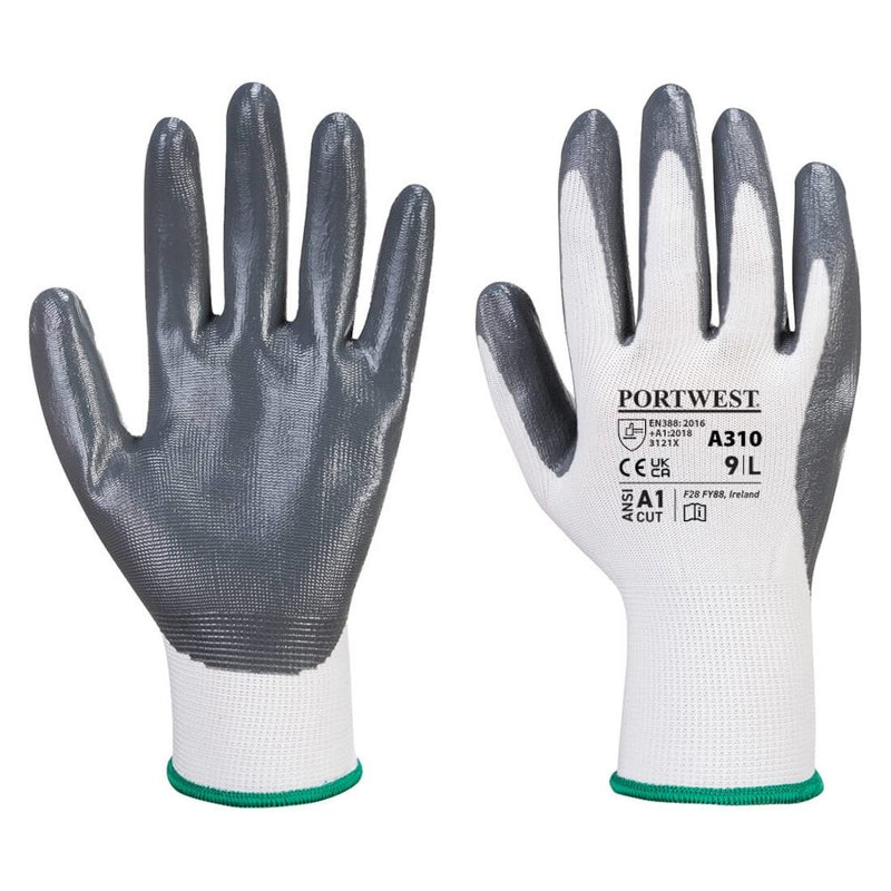 A310 Flexo Grip Nitrile Glove - Grey/White