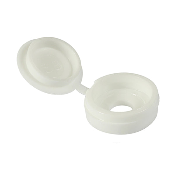 TIMCO Hinged Screw Caps - Large - White - To Fit 5.0 to 6.0 Screw
