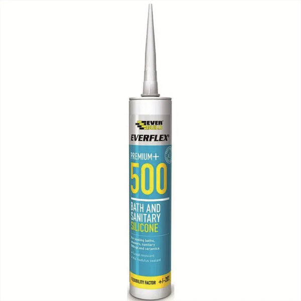 Everbuild Silicone 500 Bath and Sanitary Sealant - 300ml