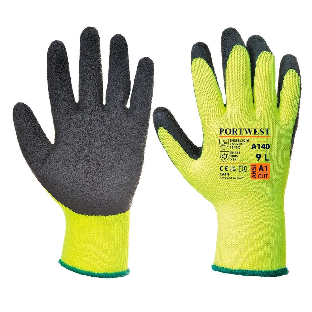 Thermal Grip A140 Black/Yellow Gloves - Size 11