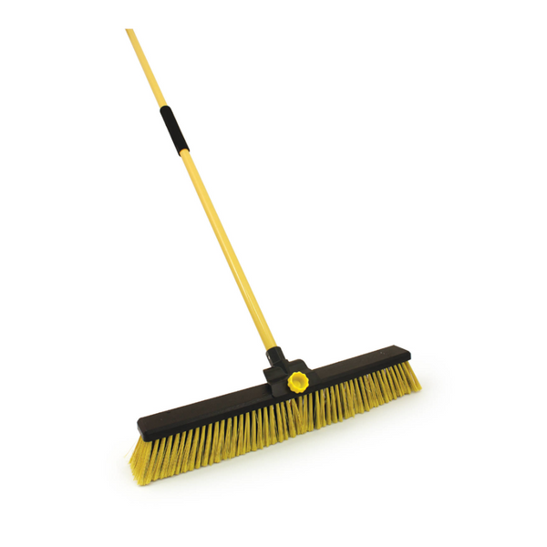 Bulldozer Soft/Stiff Broom With Metal Handle - 24" / 600mm