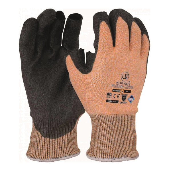 Fingerless Orange Cut Level B - PU 3 Digit Gloves