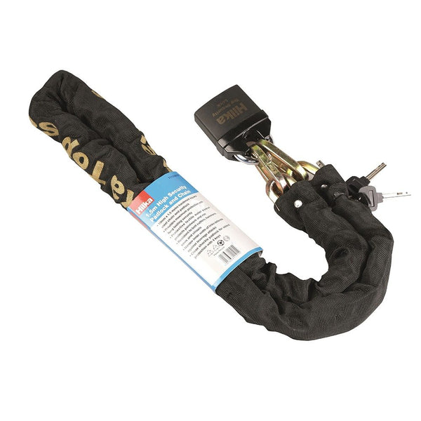High Security Padlock and Sleeved Chain 1.5Mtr x10mm