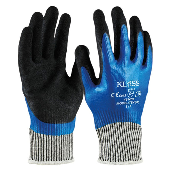 Nitrile Coated Cut Level D Gloves - Blue/Black