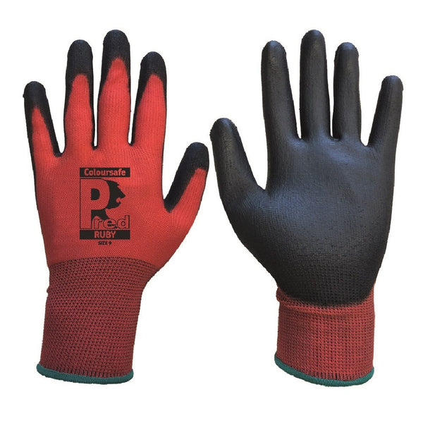 Red PU Gloves - Cut Protection Level 1
