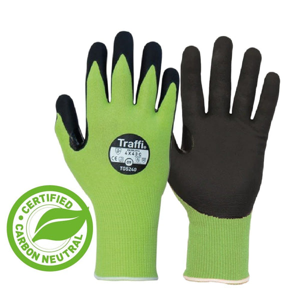 Traffi TG5240 LXT Washable Green Gloves - Size 9