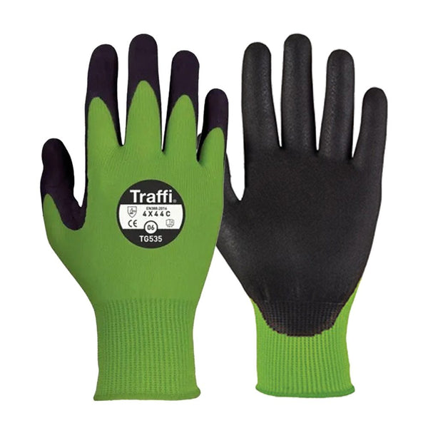 Traffi TG535 Cut Level C Secure Green Gloves