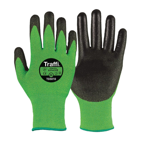 Traffi TG5010 Classic Cut Level D Green Gloves