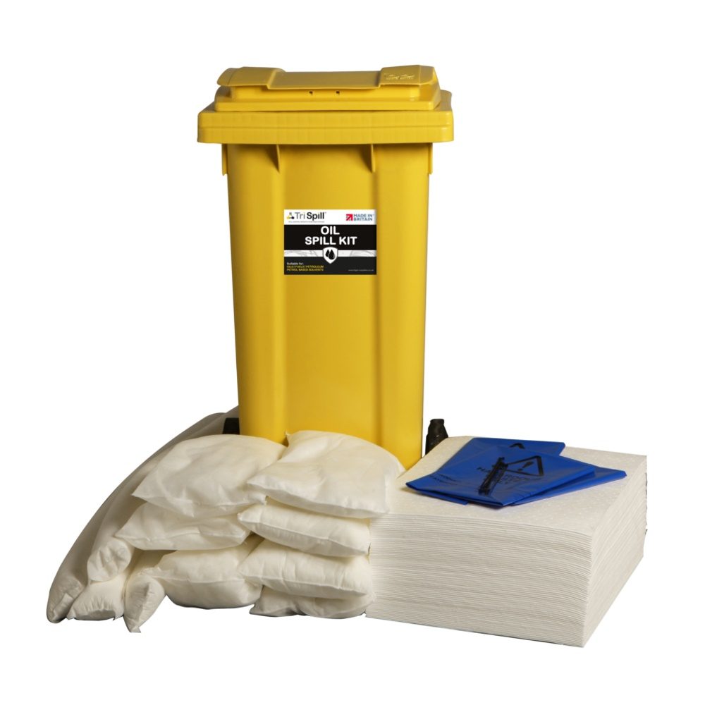 Tri Spill Oil Spill Kit - 120 Litre Supplied in Wheelie Bin