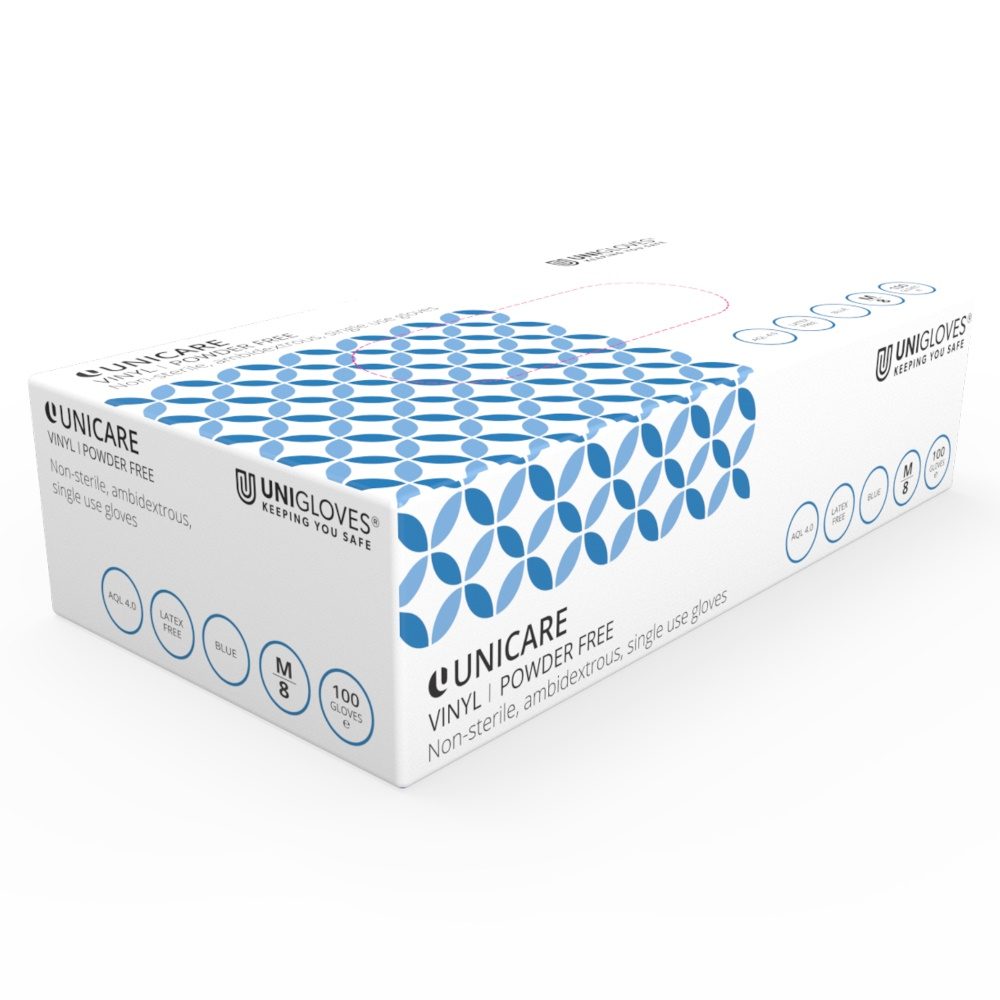 Vinyl Powder Free Disposable Gloves - Blue - Box of 100