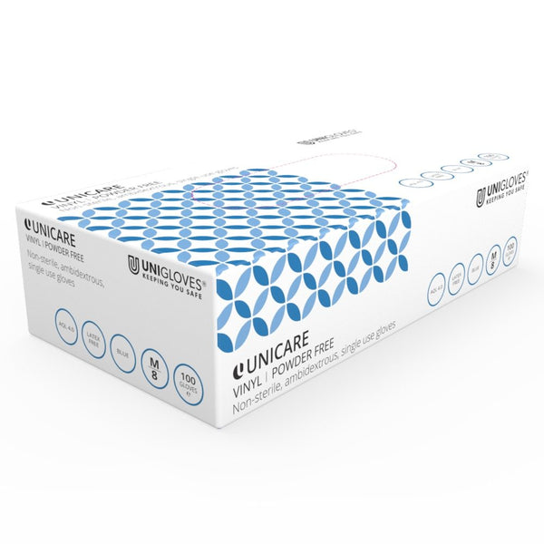 Vinyl Powder Free Disposable Gloves - Blue - Box of 100