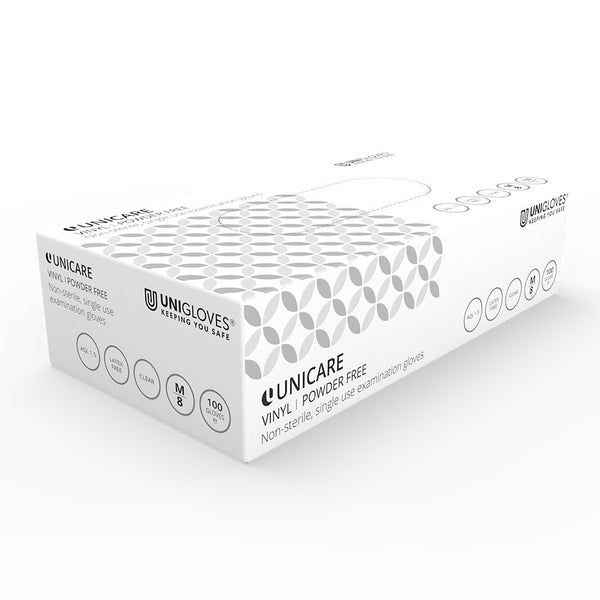 Vinyl Powder Free Disposable Gloves - Clear - Box of 100