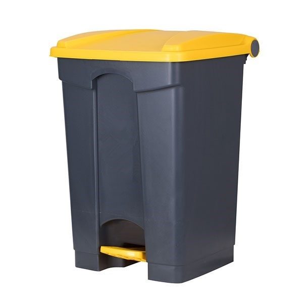 Waste Pedal Bin - Grey with Yellow Lid - 87 Litre