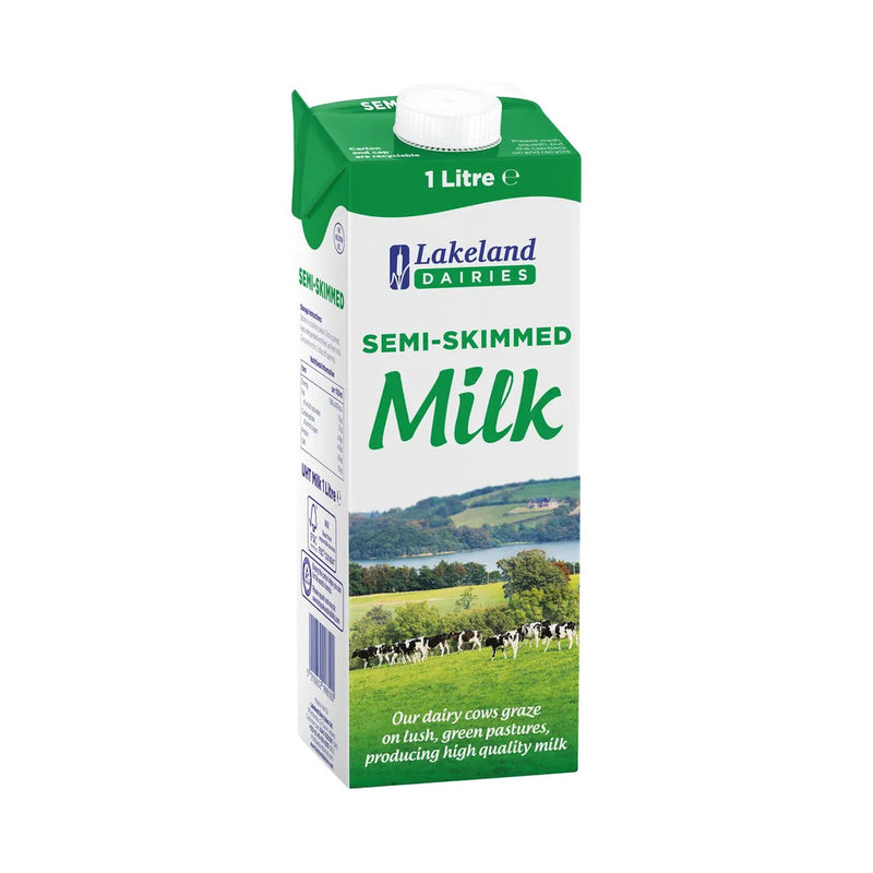Lakeland Long Life Semi Skimmed Milk - 1 Litre - Pack of 12